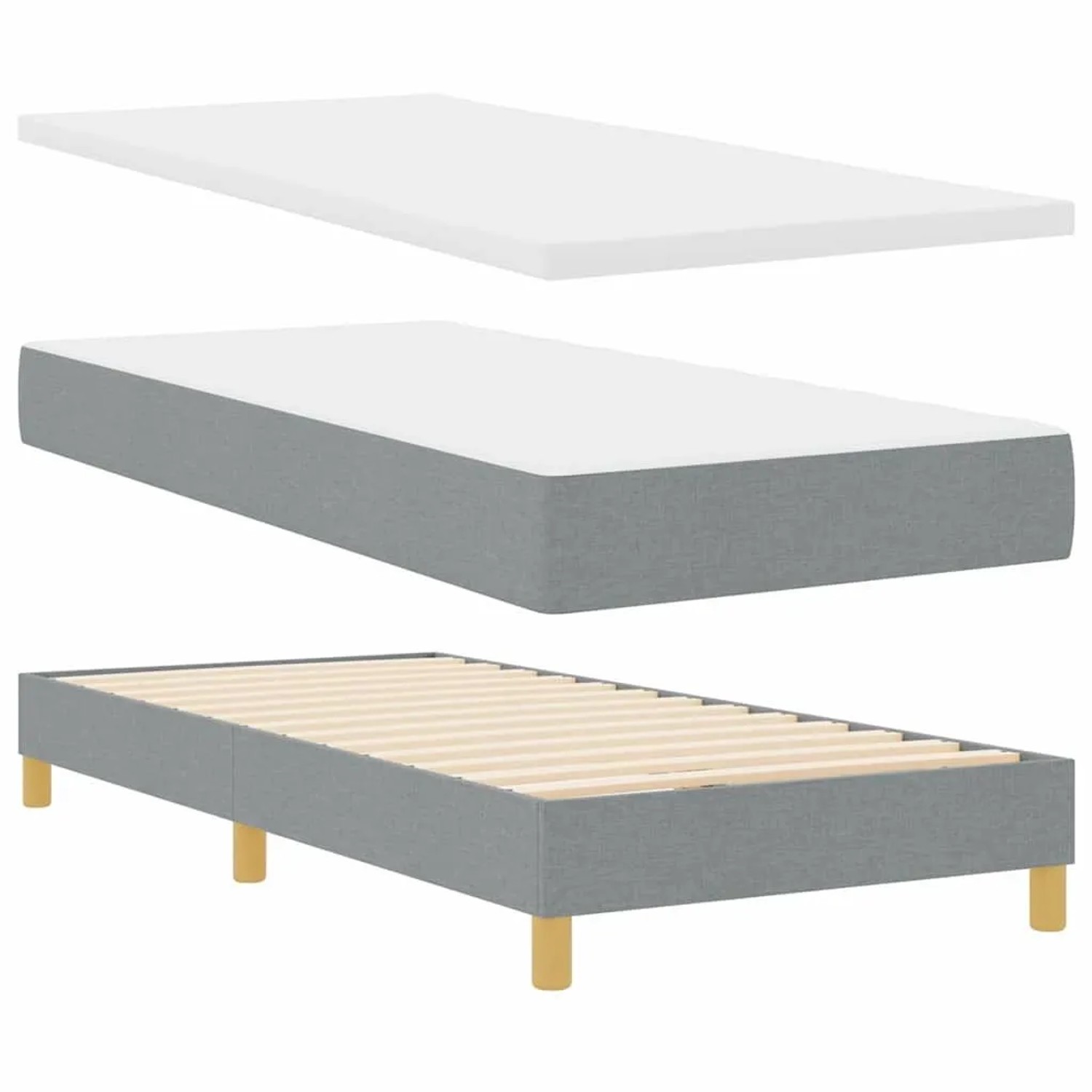 vidaXL Boxspringbett mit Matratze Hellgrau 200 x 90 cm Polyester 3341335 günstig online kaufen