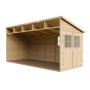 Timbela Anbau-Gartenhaus aus Holz, 10 m², mit Seitenwand, Boden und Doppeltür.