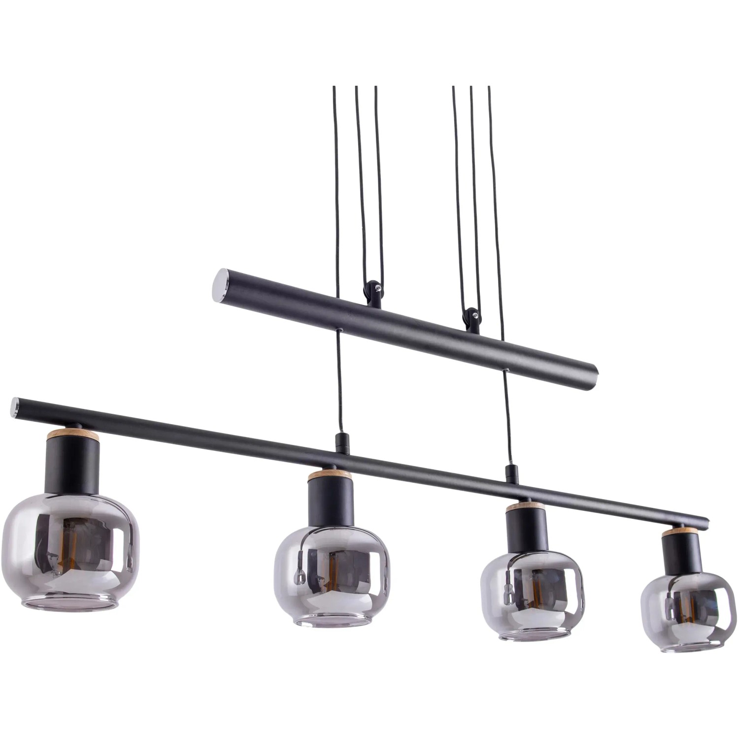 Näve Pendelbalkenleuchte Fumoso, 4-flammig, mit getönten Gläsern. Moderne Pendelleuchte für Esszimmer.
