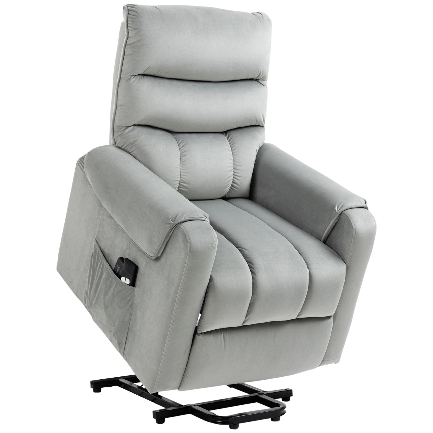 HOMCOM Aufstehsessel Samtartiges Polyester Metall Schaumstoff Hellgrau günstig online kaufen