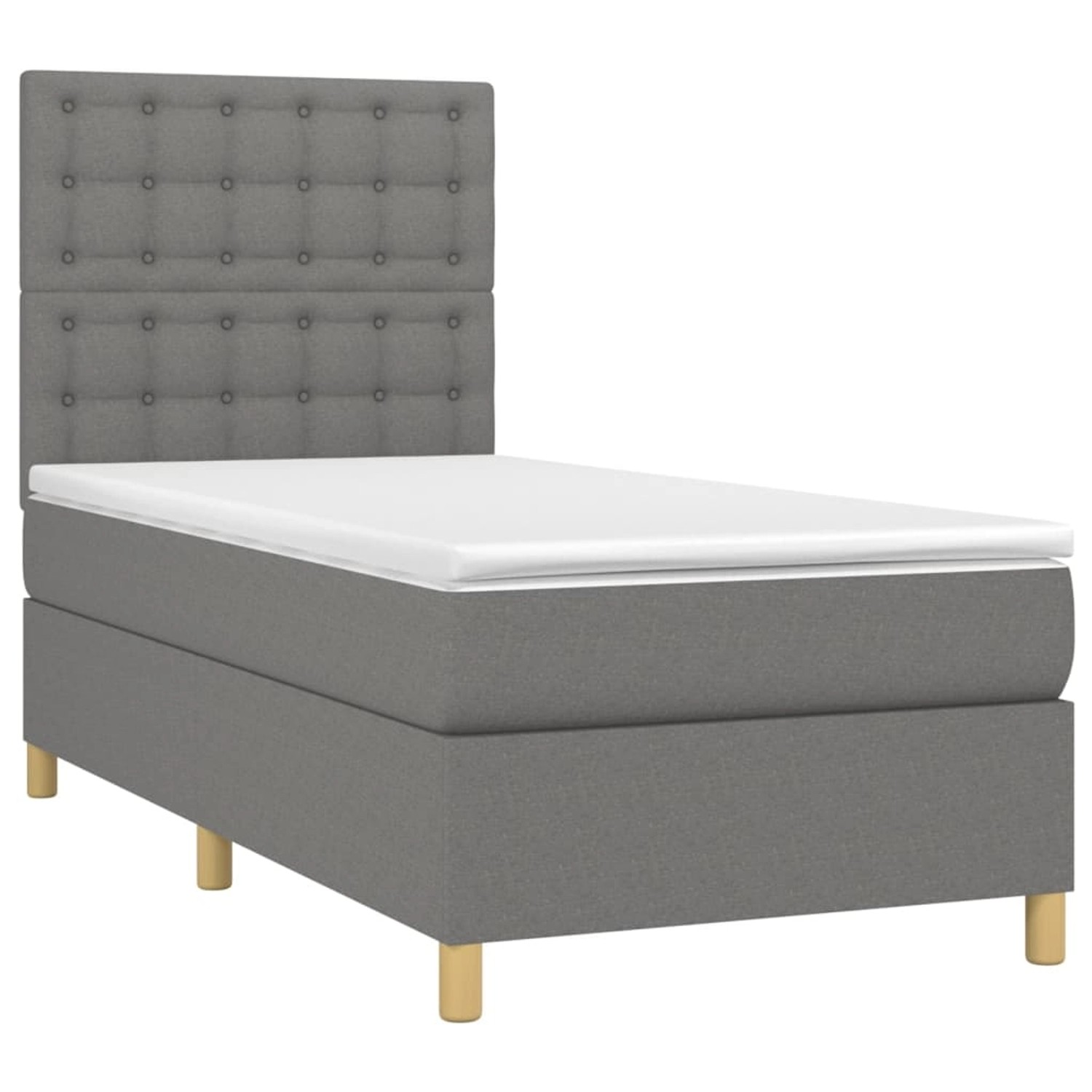 vidaXL Boxspringbett mit Matratze & LED Dunkelgrau 90x200 cm Stoff 3135726 günstig online kaufen