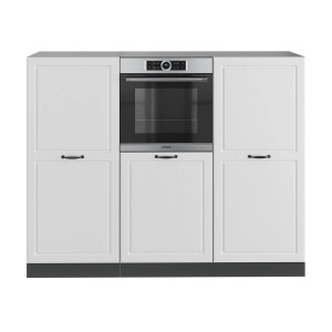 Vicco R-Line Küchenblock 180cm, Landhaus Weiß/Anthrazit, ohne Arbeitsplatte, mit Backofenumbau.