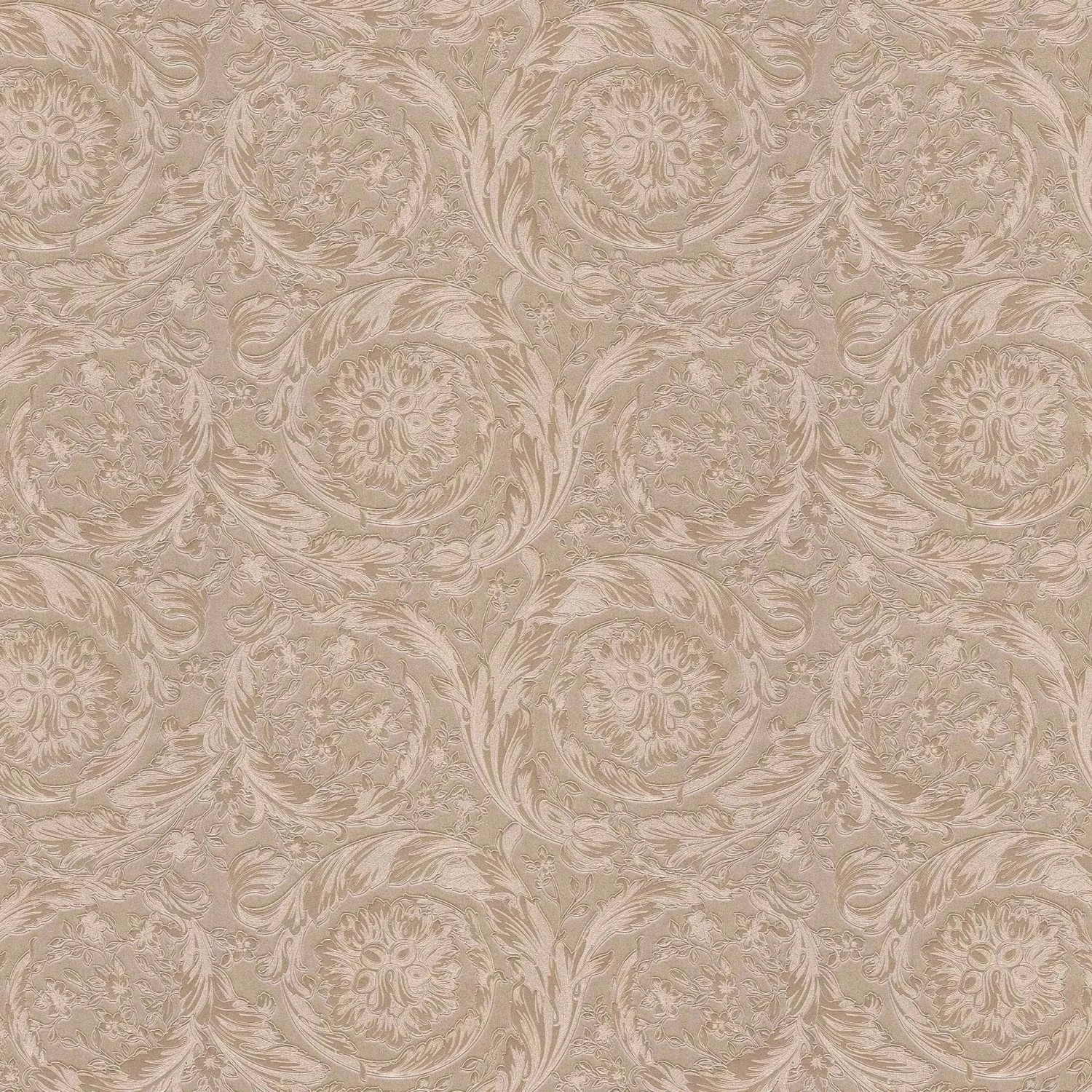 Bricoflor Englische Tapete in Taupe Elegante Vliestapete mit Ornament in 3D günstig online kaufen