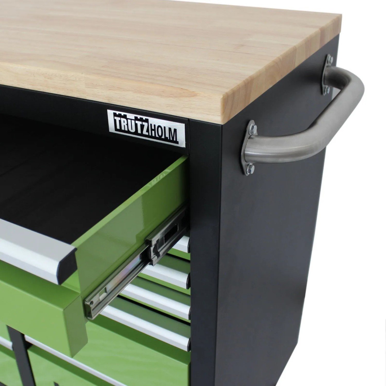 TRUTZHOLM Werkstattwagen Deluxe XXL mit Schublade und Hartholz-Arbeitsplatte.