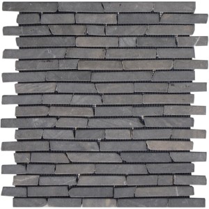 Mosaikmatte Slim Hexagon Marmor Graphit, Naturstein-Mosaikfliese für die Wandgestaltung.