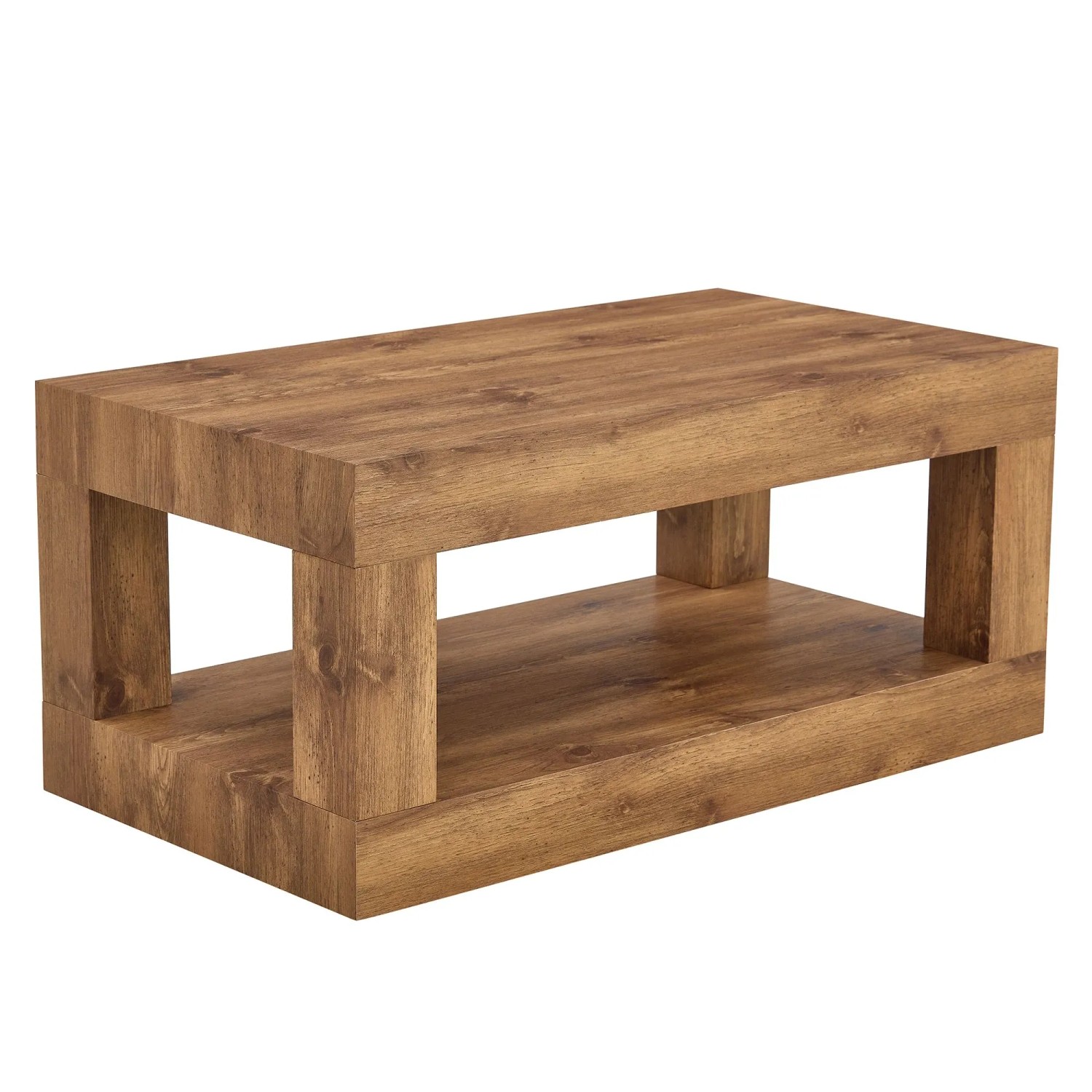 okwish Couchtisch mit MDF Doppelschicht Wohnzimmer Lager Regal 93x53x45cm Natur
