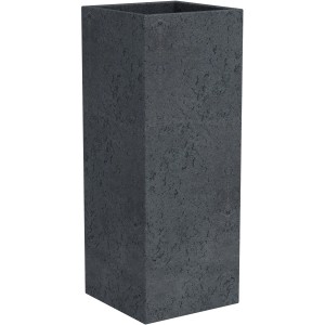 Scheurich Pflanzsäule C-Cube High, Ø 26 cm, Stony Black. Quadratisches Pflanzgefäß für Innen- und Außenbereich.