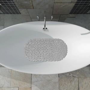 Relaxdays Badewannenmatte PVC Grau Steinoptik Rutschfest 68 cm x 36 cm x 0,5 cm 0,49 kg