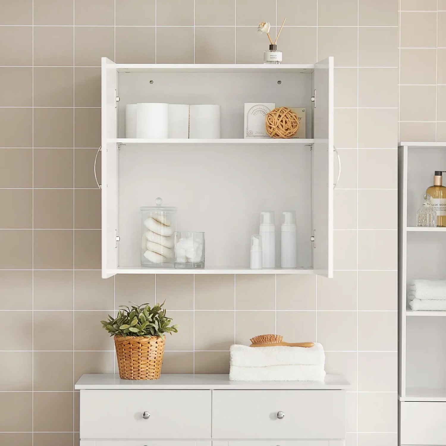 SoBuy Hängeschrank Bad FRG231-W 60 x 60 x 30 cm Weiß kaufen bei OBI