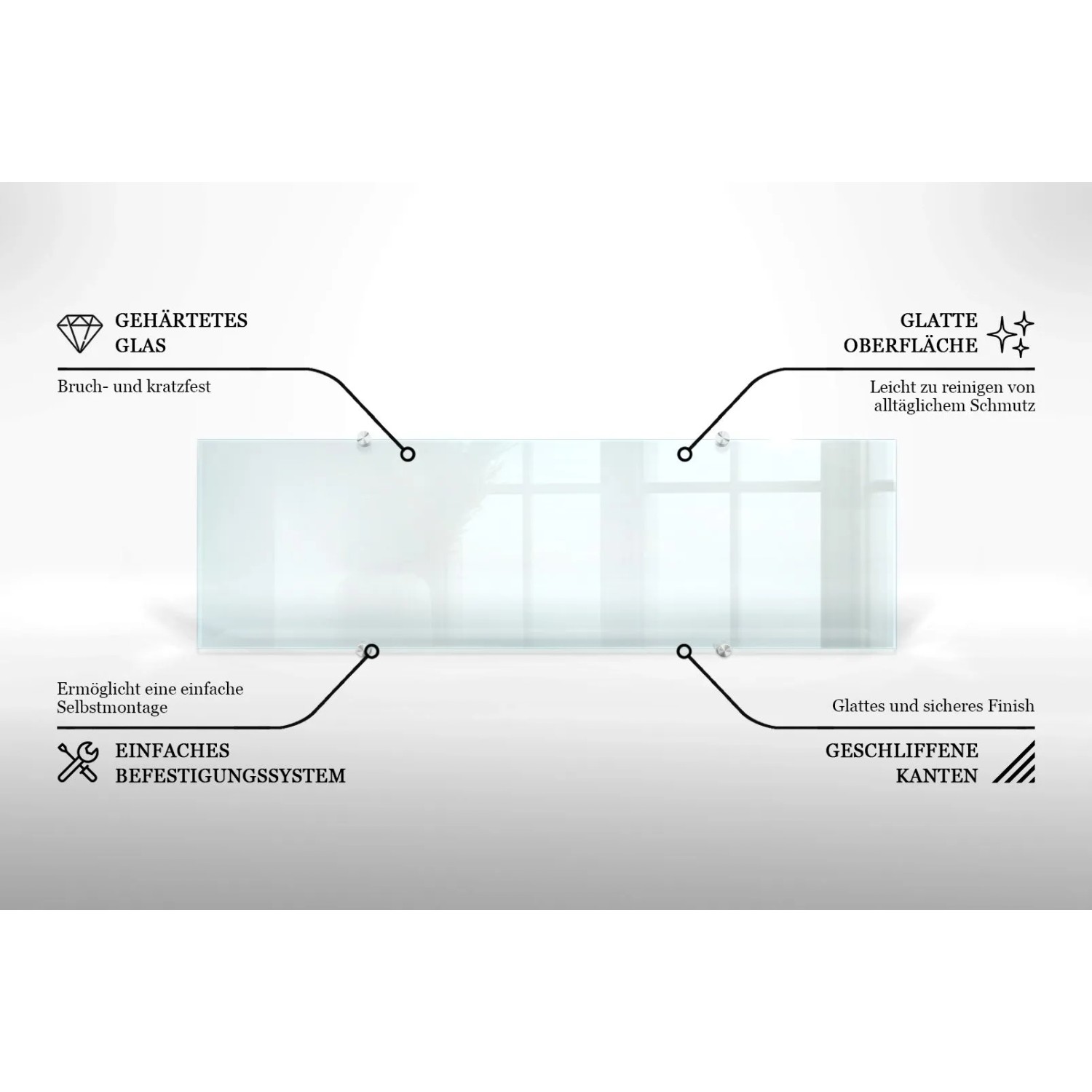 Tulup Küchenrückwand Glas Transparent Küchenrückwand Platte Glas Durchsichtig 100x30 cm Küchen Wandpaneel Glas Durchsichtig_3