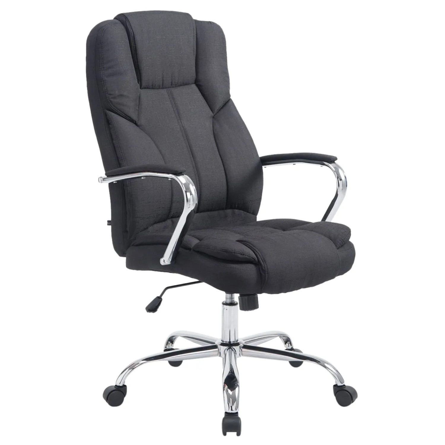 DELUKE Bürostuhl JUBEL Stoff 115x62x70 Schwarz Stoff Metall In Chromoptik Gestell Ergonomische Bürostühle Homeoffice Stuhl