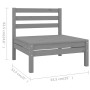 Graues Gartenmöbel-Element aus Kiefernholz, Teil eines modularen Lounge-Sets.