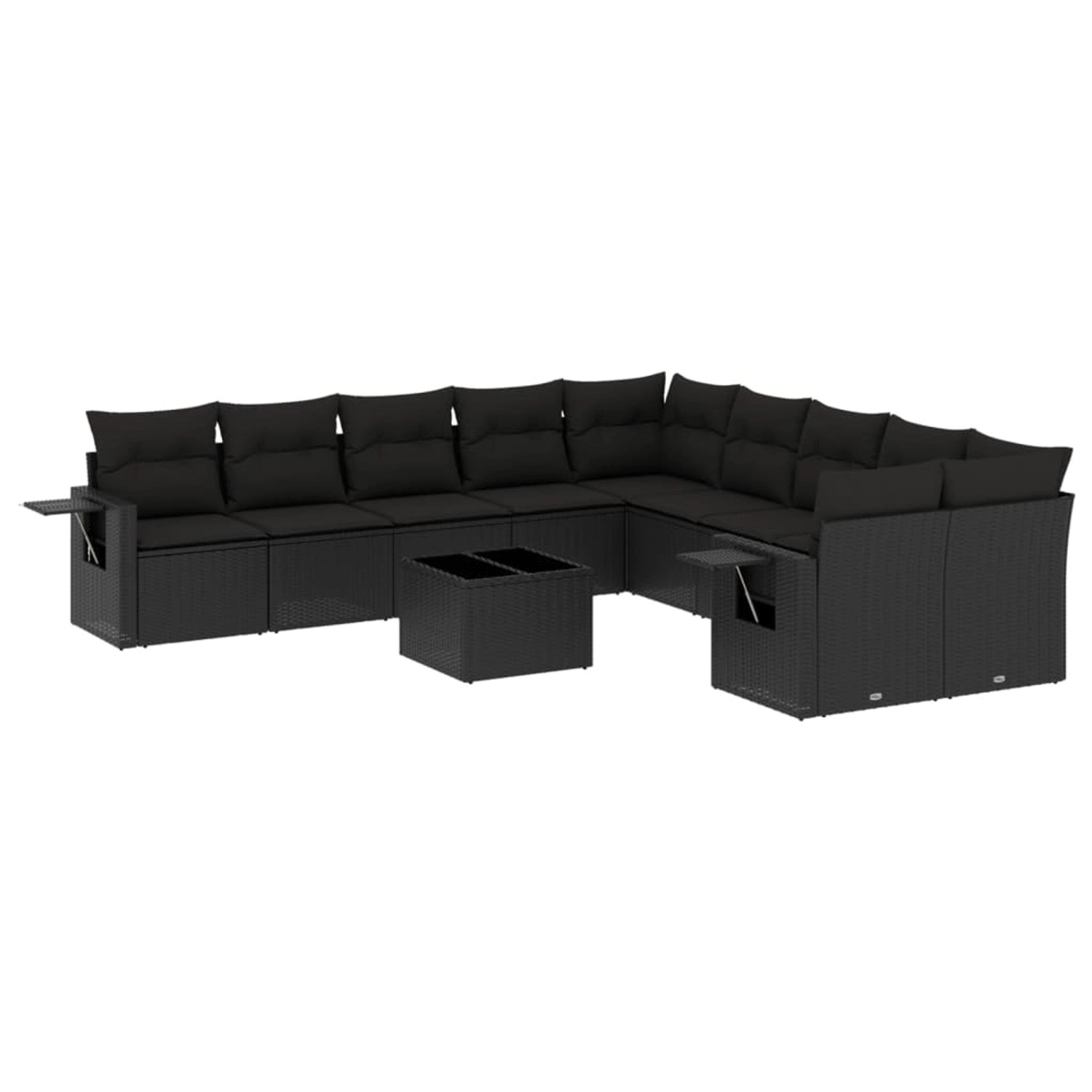 vidaXL 11-Tlg Garten-Sofagarnitur mit Kissen Schwarz Poly Rattan 3220714 günstig online kaufen