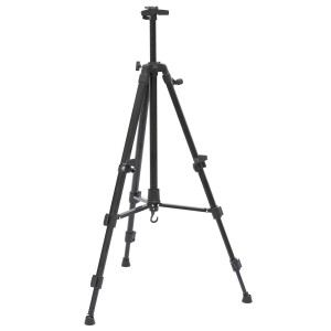 Schwarze, höhenverstellbare eyepower Aluminium Staffelei (52-155cm) für Keilrahmen und Bilder.