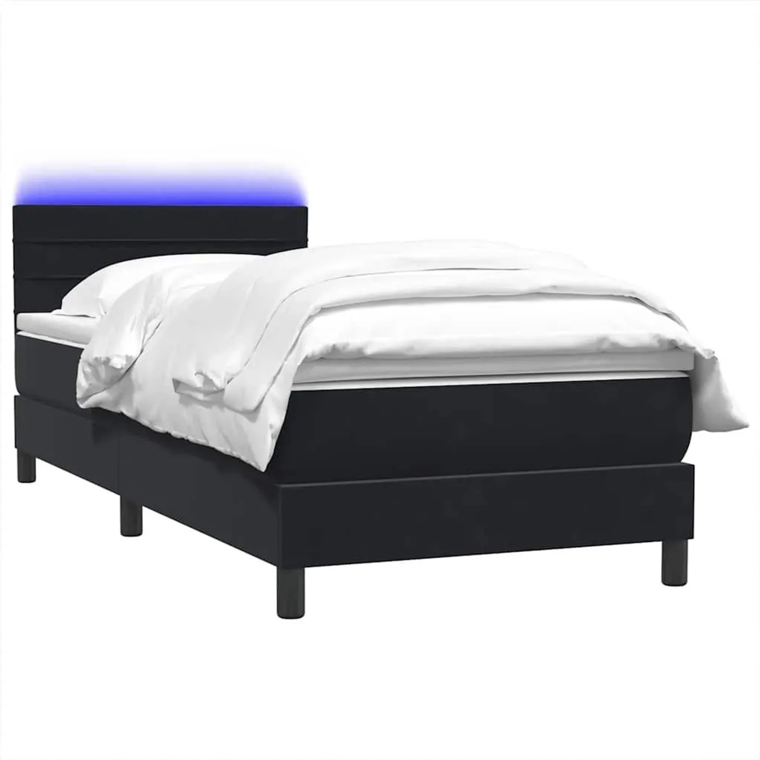 vidaXL Boxspringbett mit Matratze & LED Schwarz 90x210 cm Samt 3316961 günstig online kaufen