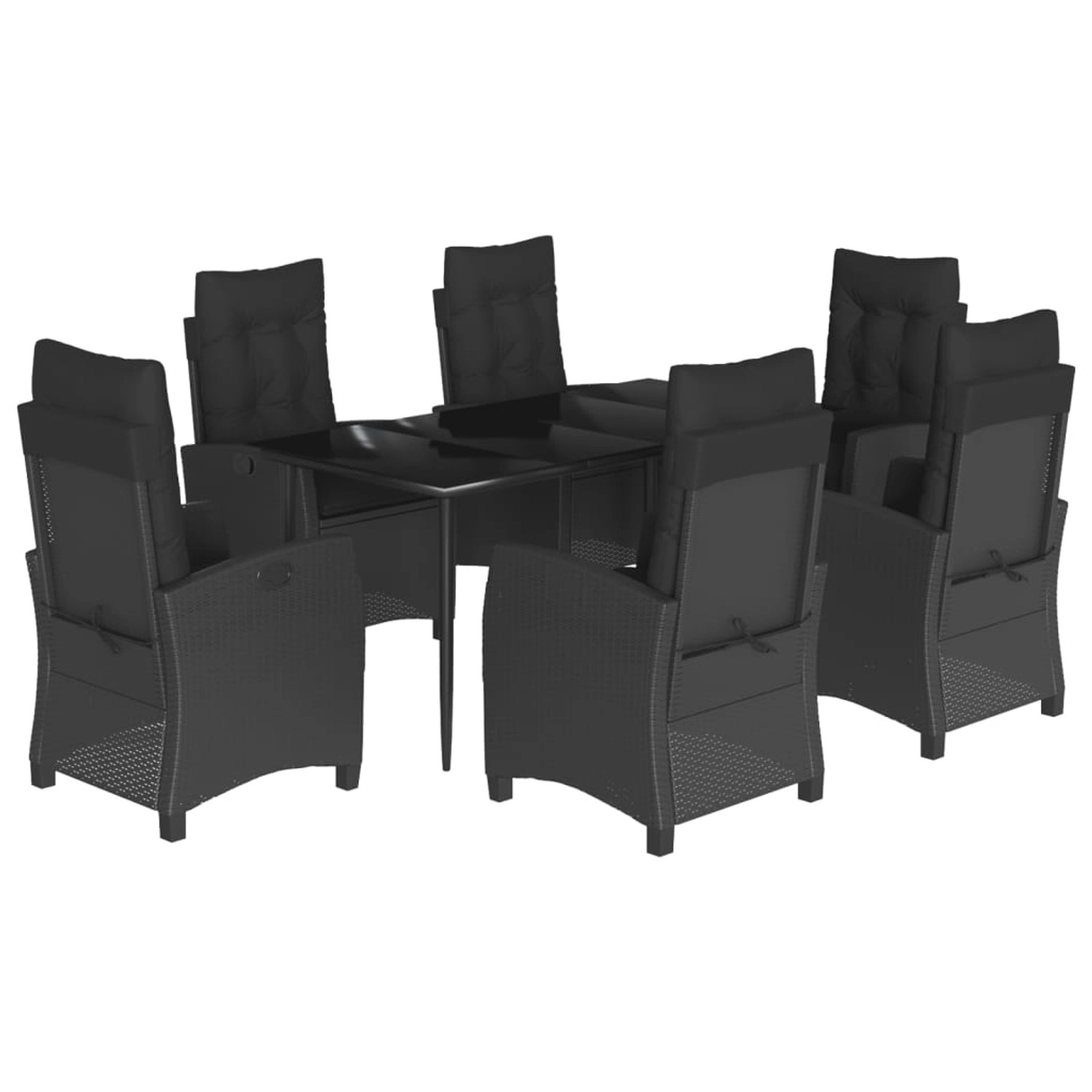 vidaXL 7-Tlg Garten-Essgruppe mit Kissen Schwarz Poly Rattan 3212747 günstig online kaufen