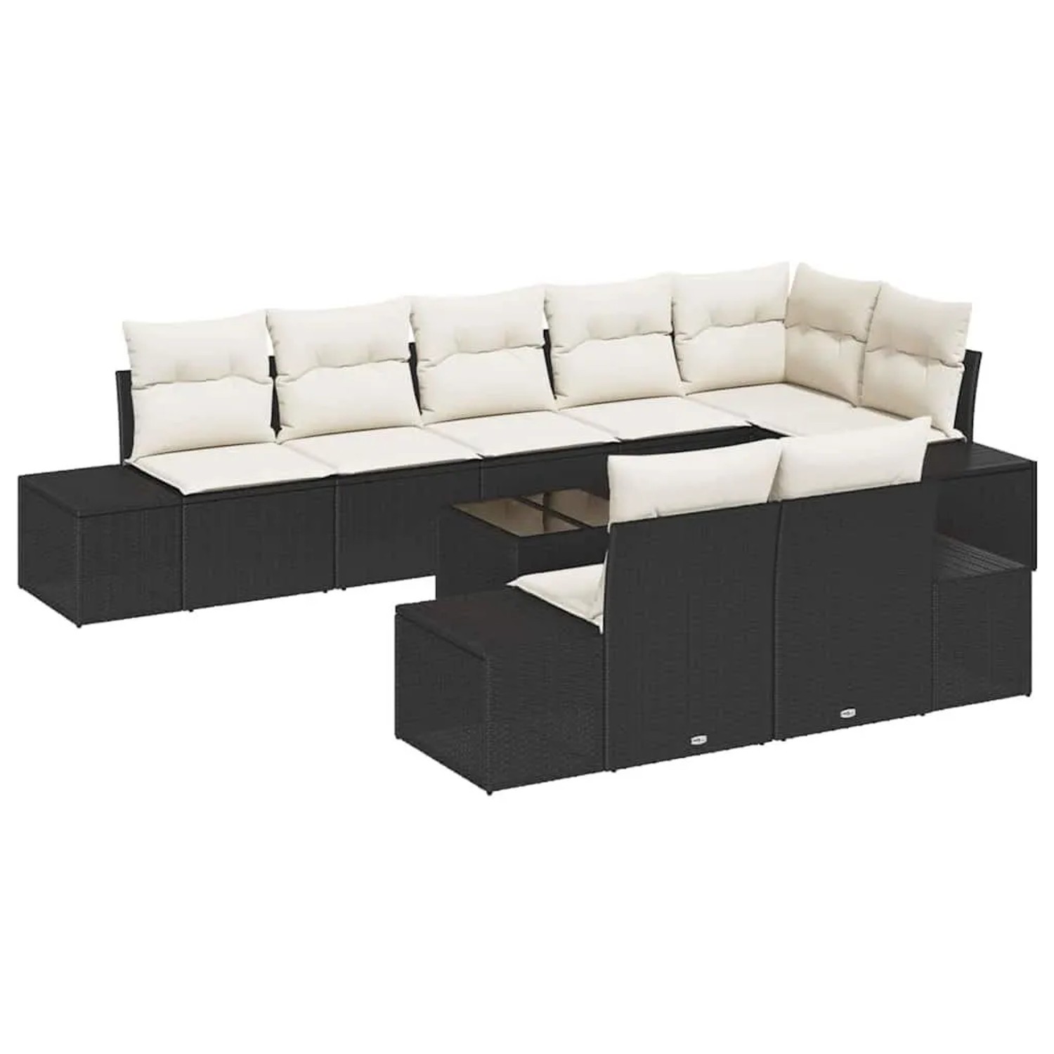 vidaXL Gartensofa-Set mit Speicher Schwarz und Creme Poly Rattan 3355786