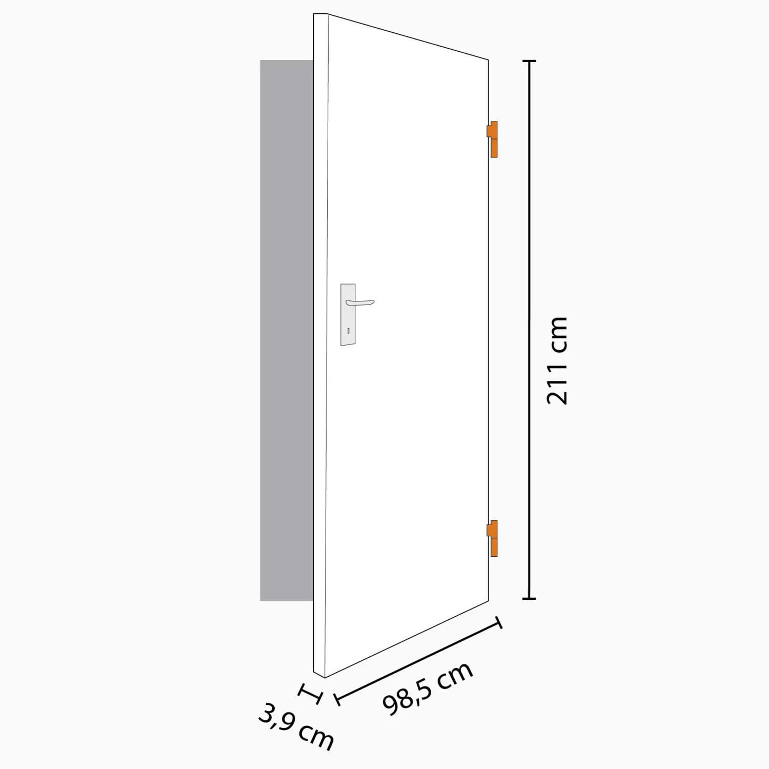Weiße Zimmertür Straight Line, 98,5x211 cm, Rechtsanschlag, mit horizontalen Dekorlinien.