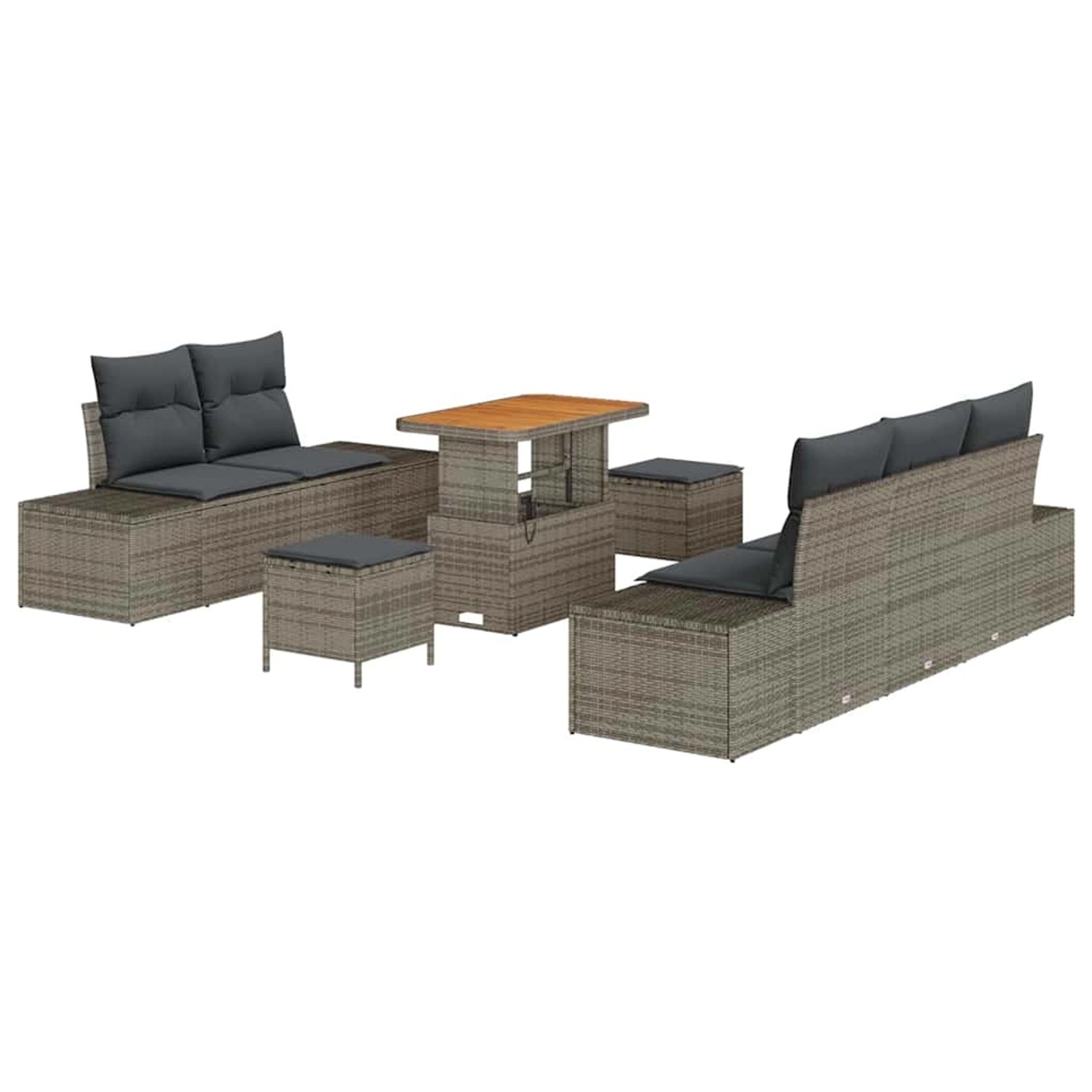 vidaXL Garten-Sofa-Set mit Kissen 8-Tlg Grau Poly Rattan 3362733 günstig online kaufen