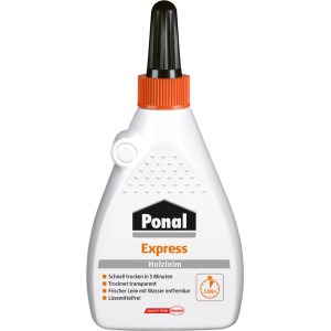 Ponal Express Holzleim, 225g Flasche, ideal zum Verleimen von Holz, trocknet transparent.