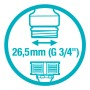 Gardena Hahnverbinder Ø 26,5 mm (G 3/4) – Schemazeichnung für Wasserhahn-Anschluss im OBI Online-Shop.