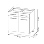 Küchenunterschrank Fame-Line, dunkelblau hochglanz/anthrazit, 80 cm breit, mit Marmor Arbeitsplatte.