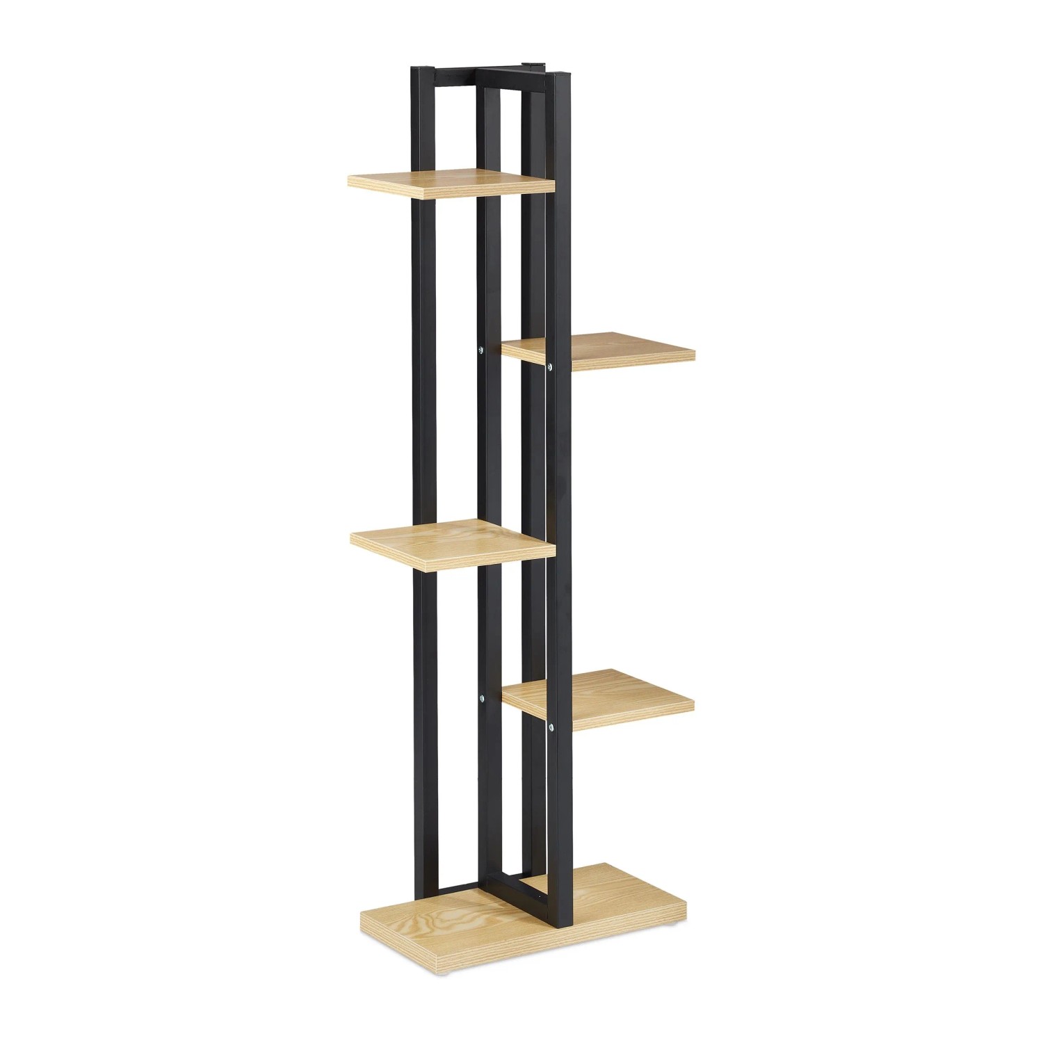 Relaxdays Pflanzenregal Stahl MDF Hellbraun 5 Ablagen 117 cm x 43 cm x 22 cm 6,4 kg