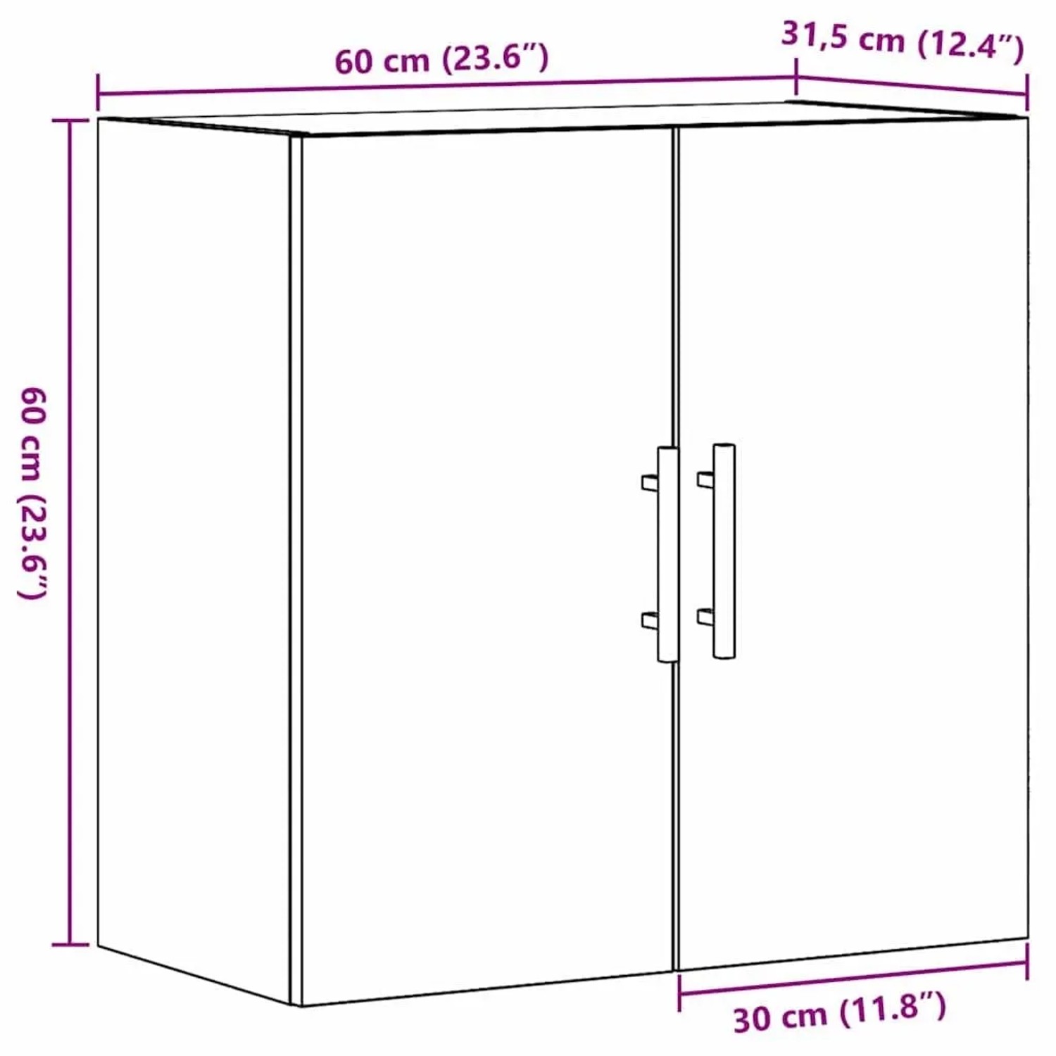 vidaXL Wandschrank Artisan-Eiche 60 x 31,5 x 60 cm Holzwerkstoff 862948_11