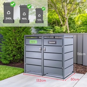 Albatros Mülltonnenbox für 2 Tonnen (je bis 240L) in Anthrazitgrau. Wetterfeste Stahlkonstruktion.