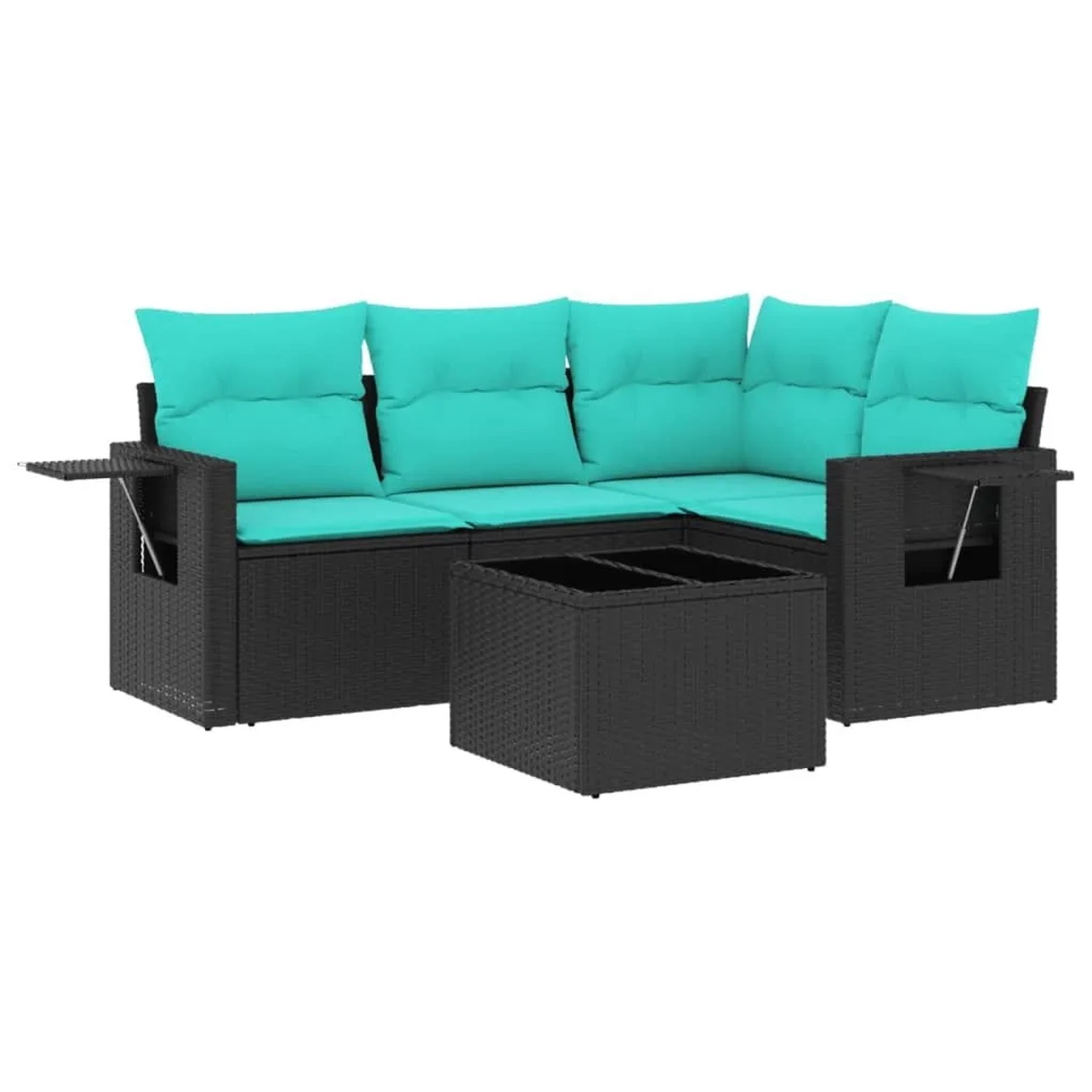 vidaXL 5-Tlg Gartensofa-Set mit Kissen Schwarz Polyrattan 3220116 günstig online kaufen