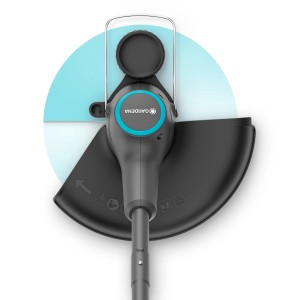 Gardena Akku-Rasentrimmer EasyTrim 25/18V Solo, Detailansicht des Trimmerkopfes.