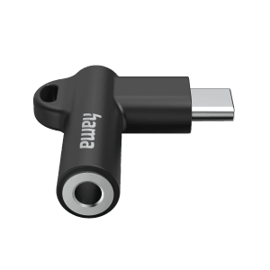 Hama Aux-Adapter: USB-C auf 3,5 mm Klinke, 90° Winkelstecker, schwarz.
