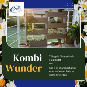 Coemo Vertikalbeet Riga mit 7 Pflanzkästen aus Holz für Kräuter, Blumen und Gemüse.