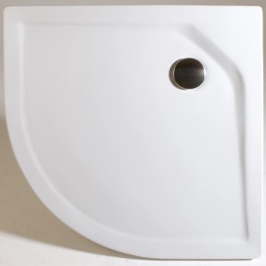 Schulte Duschwannen-Set, extraflache Viertelkreis-Duschwanne 80x80 cm in Alpinweiß mit Ablaufgarnitur.