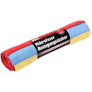 APA Mikrofaser Reinigungstücher 3er-Set, farbig sortiert, für Autopflege.