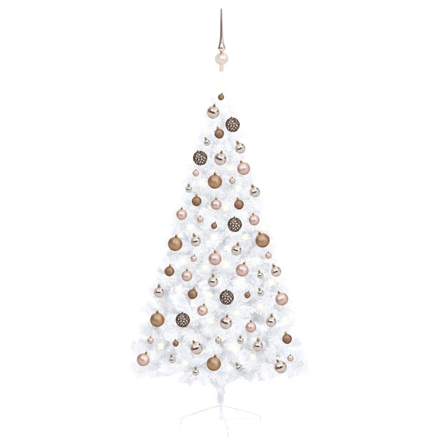 vidaXL Künstlicher Halb-Weihnachtsbaum Beleuchtung Kugeln Weiß 150 cm 3077569