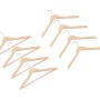 8er-Pack Kleiderbügel aus hellem Holz, teils mit Steg, für Hosen und Oberteile.