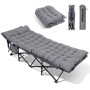 Sekey Campingbett klappbar, grau, mit Matratze, 190x71x35 cm. Feldbett für Camping & Outdoor.