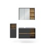 Vicco Badmöbel-Set Viola, 3-teilig in Anthrazit/Eiche mit Spiegelschrank, Unterschrank und Midischrank.