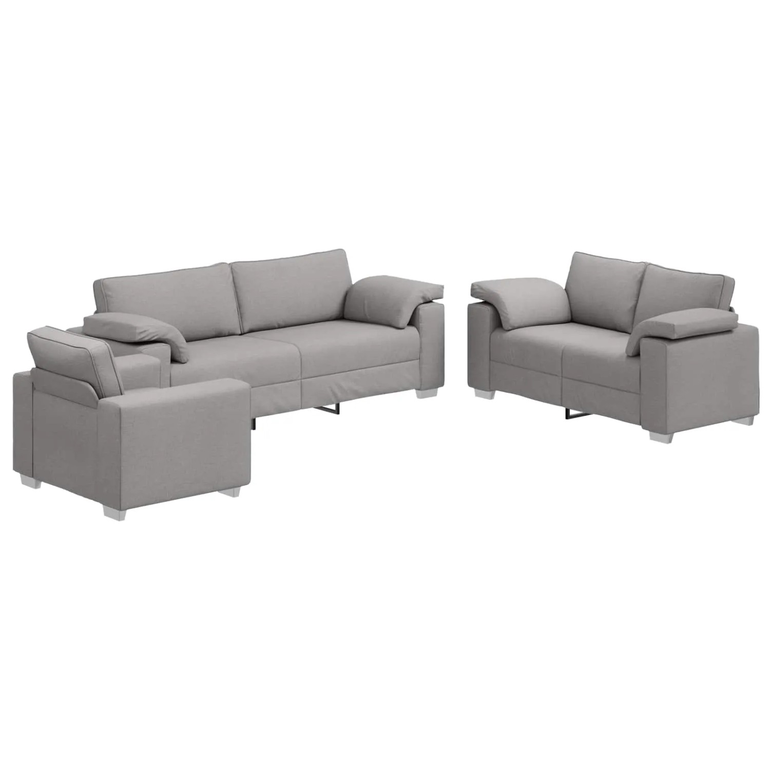vidaXL Sofa-Set 3-Tlg Wolkengrau Leinenmischgewebe 3324666