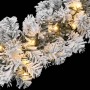 Grüne Weihnachtsgirlande mit dichtem Kunstschnee und warmweißen LED-Lichtern, 5 m lang, aus PVC.