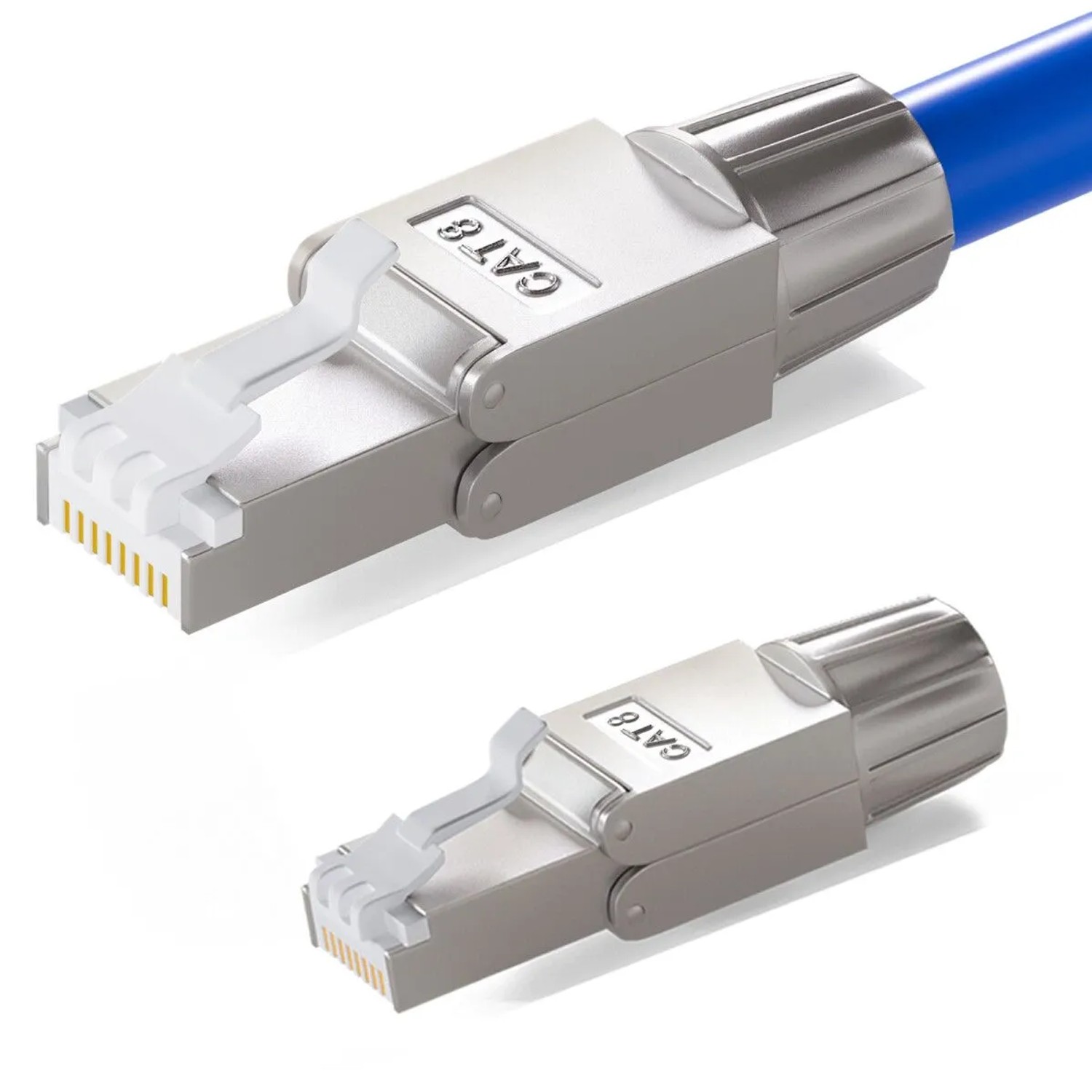 hb-digital 2x Netzwerkstecker CAT 8 RJ45 LSA STP Kontakte Vergoldet 50u