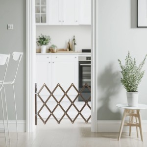 Relaxdays Hundeabsperrgitter Bambus Eisen Braun Ausziehbar 48,5 cm x 96 cm 0,9 kg