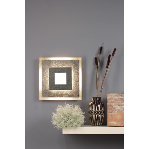 Quadratische LED-Wandleuchte Window in Silber, 32x32 cm, indirekte Beleuchtung.