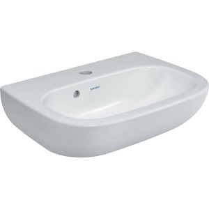 Duravit D-Code Handwaschbecken, 45 cm, weiß, mit Hahnloch und Überlauf, ideal für Gäste-WC.