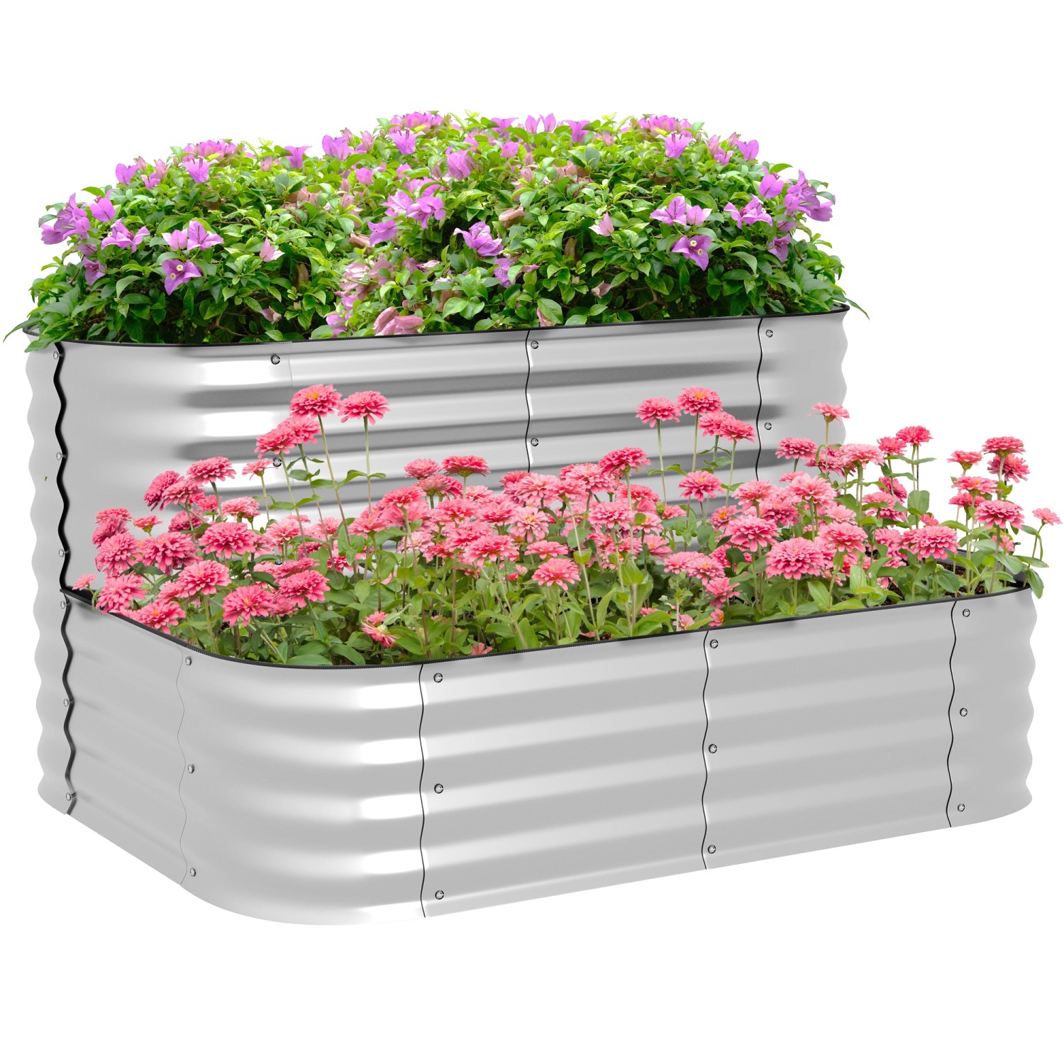 Outsunny Garten-Bett Verzinktes Blechs Silber 120L x 90B x 30H cm günstig online kaufen