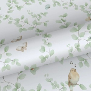 Sanders & Sanders Tapete Blumen und Vögel Hellgrün und Weiß 53 cm x 10.05 m