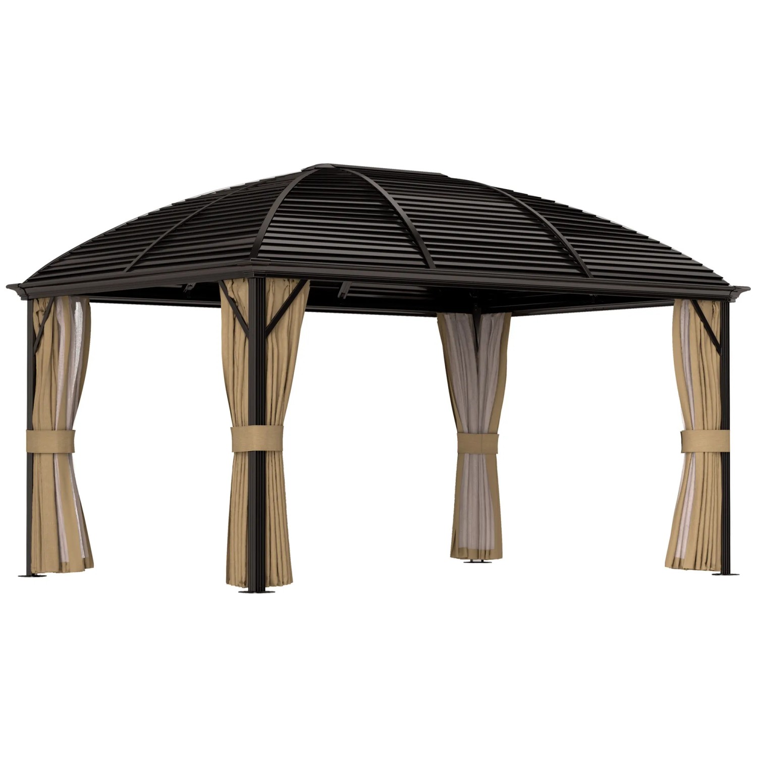 Outsunny Pavillon Aluminium Polyester Braun 398L x 298B x 280H cm