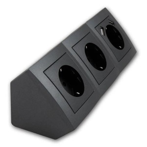 McPower Steckdosenblock Flair 3-Fach 2x USB Anthrazit