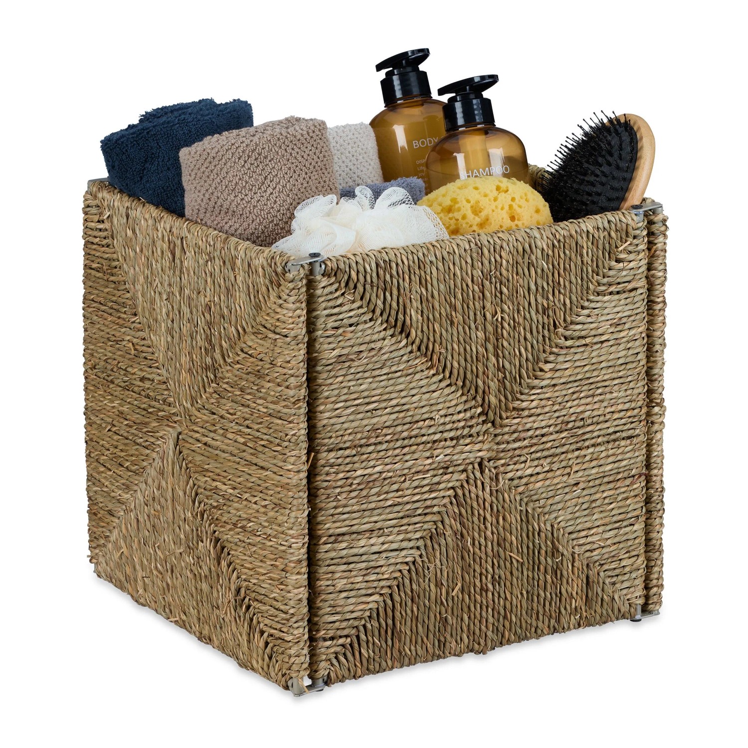 Relaxdays Aufbewahrungskorb Seegras Natur Zusammenfaltbar 30 cm x 30 cm x 30 cm 1,6 kg
